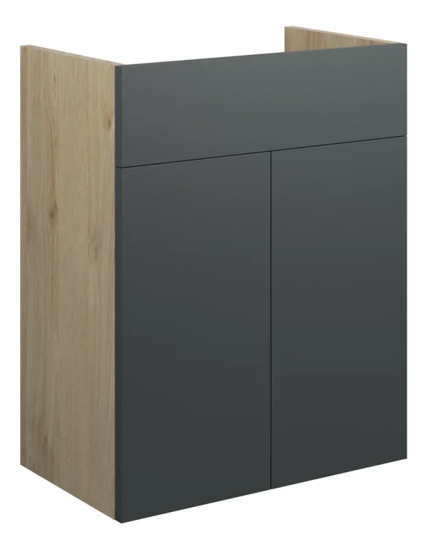 Novello Halvra 500mm Standard Basin Unit - Matt Graphite Grey (Oak Cab)