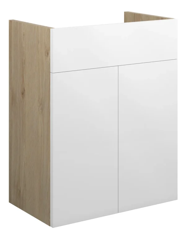 Novello Halvra 500mm Standard Basin Unit - White Gloss (Oak Cab)