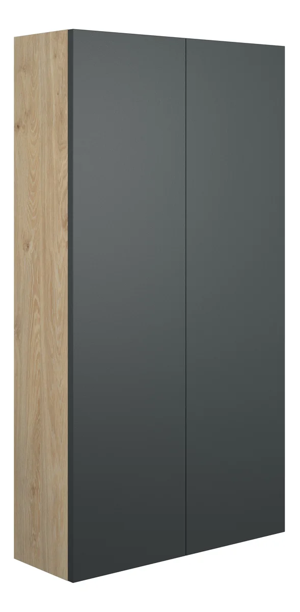 Novello Halvra 600mm Slim 2 Door Storage Unit - Matt Graphite Grey (Oak Cab)