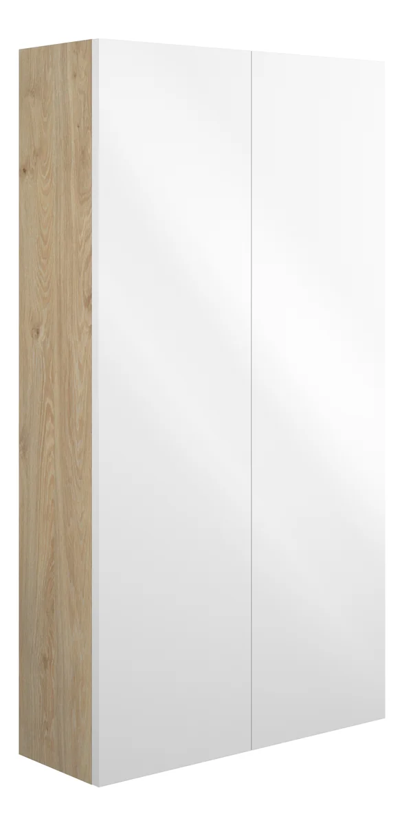 Novello Halvra 600mm Slim 2 Door Storage Unit - White Gloss (Oak Cab)