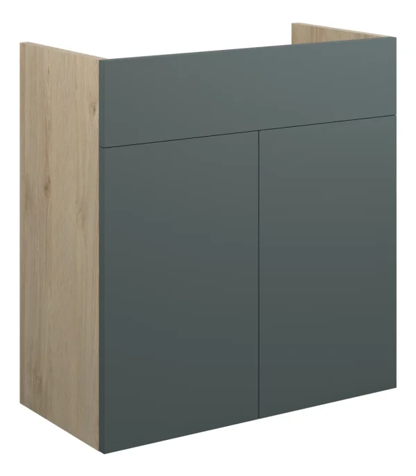 Novello Halvra 600mm Standard Basin Unit - Matt Green (Oak Cab)