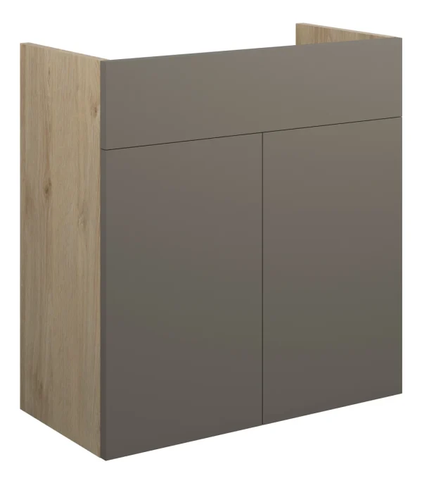 Novello Halvra 600mm Standard Basin Unit - Matt Stone (Oak Cab)