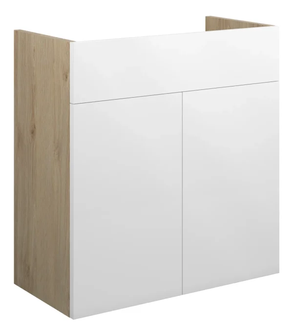 Novello Halvra 600mm Standard Basin Unit - White Gloss (Oak Cab)