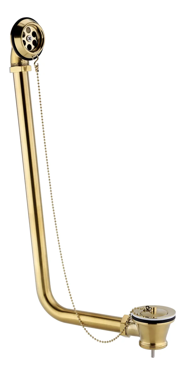 Novello Exposed Bath Plug & Chain Waste - Brushed Brass