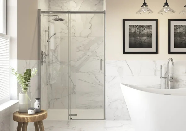 Poseidon Kavora 1200mm Semi-Framed Sliding Door - Chrome