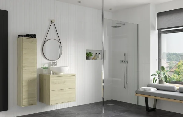 Poseidon Kavora 800mm Wetroom Panel & Floor-To-Ceiling Pole - Chrome