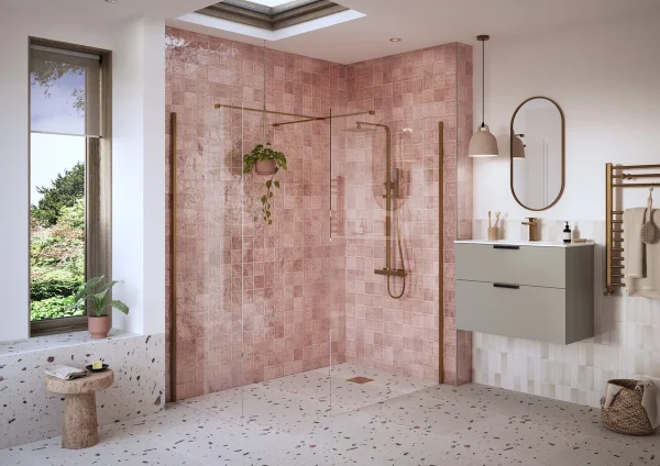 Poseidon Kavora 700mm Wetroom Side Panel & Arm - Brushed Bronze