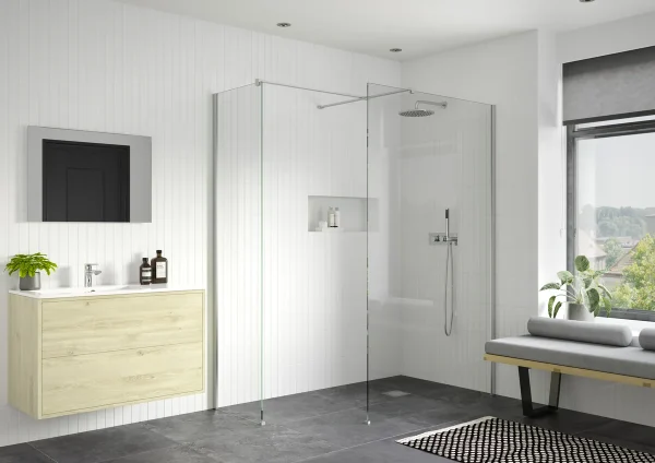 Poseidon Kavora 900mm Wetroom Side Panel & Arm - Chrome