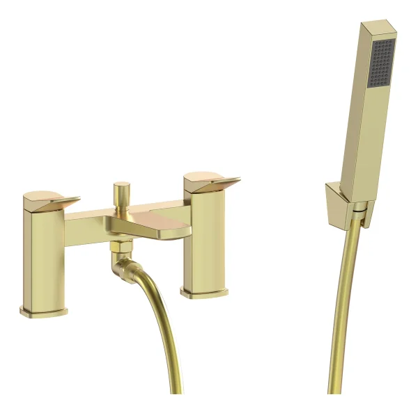 Novello Kelvex Bath/Shower Mixer & Bracket - Brushed Brass