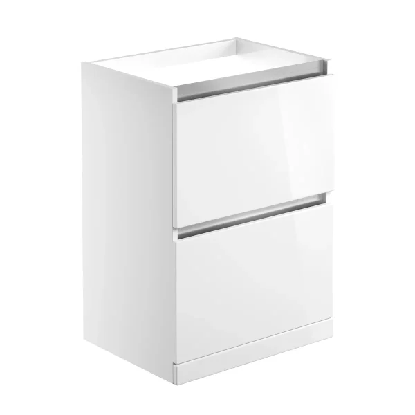 Novello Lexira 600mm 2 Drawer Floor Standing Basin Unit (No Top) - White Gloss