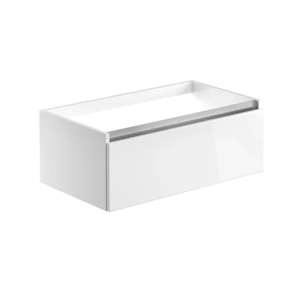 Novello Lexira 800mm 1 Drawer Wall Hung Basin Unit (No Top) - White Gloss