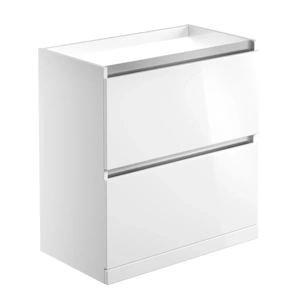 Novello Lexira 800mm 2 Drawer Floor Standing Basin Unit (No Top) - White Gloss