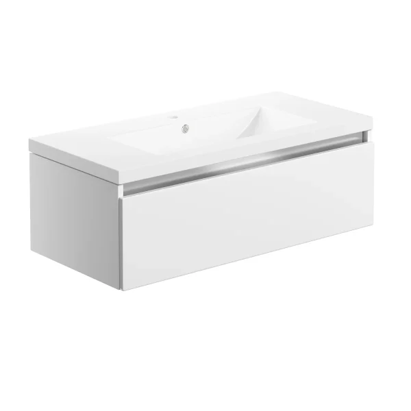 Novello Lexira 815mm 1 Drawer Wall Hung Basin Unit Inc. Basin - White Gloss