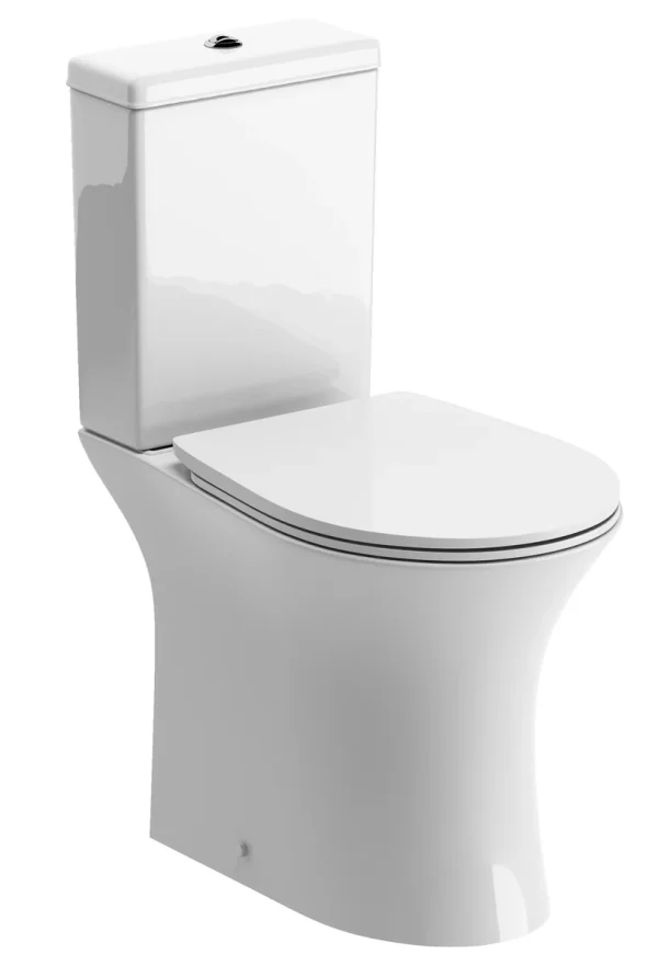 Novello Melvra Rimless Close Coupled Open Back Wc & Soft Close Seat