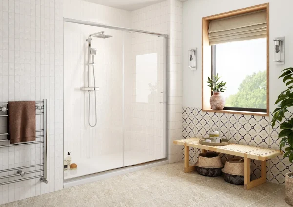 Poseidon Nolixa 1200 x 700mm Easy-Fit Sliding Door & 45mm Tray Pack - Chrome