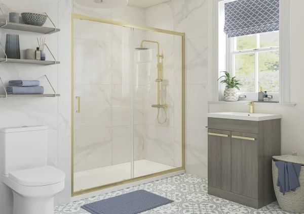 Poseidon Nolixa 1200mm Sliding Door - Brushed Brass