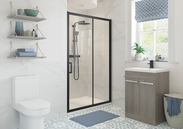 Poseidon Nolixa 1500mm Sliding Door - Matt Black