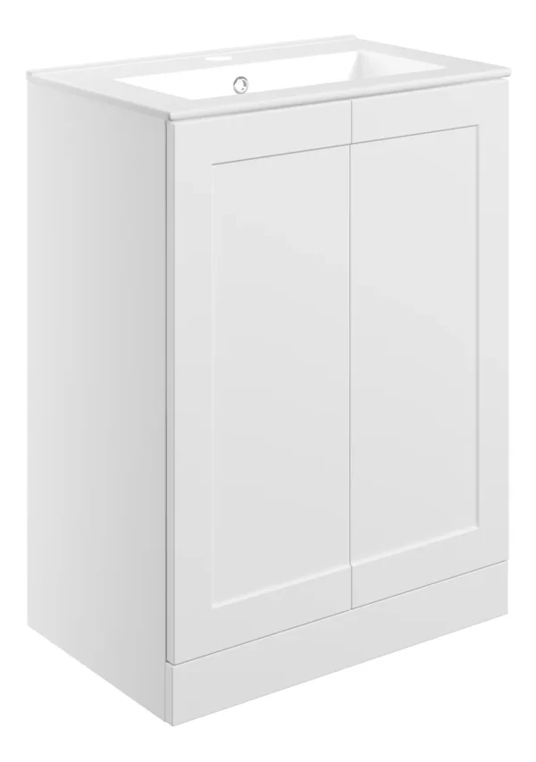 Novello Olvexa 615mm Floor Standing 2 Door Basin Unit & Basin - Matt White