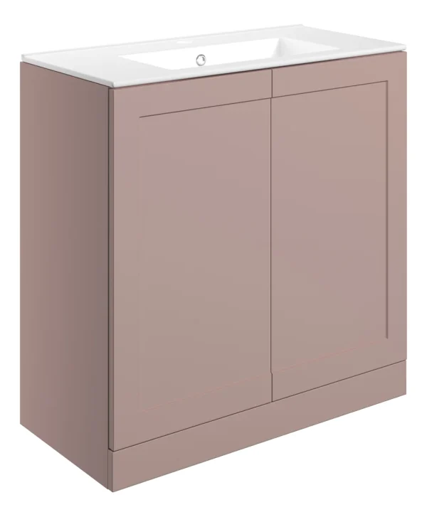 Novello Olvexa 815mm Floor Standing 2 Door Basin Unit & Basin - Matt Peony
