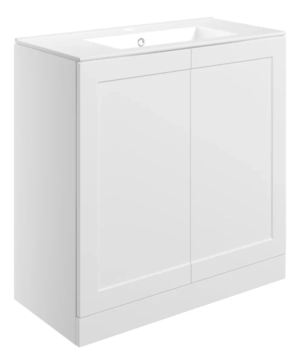 Novello Olvexa 815mm Floor Standing 2 Door Basin Unit & Basin - Matt White