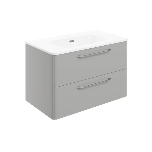 Novello Plexora 810mm 2 Drawer Wall Unit & Basin - Grey Gloss