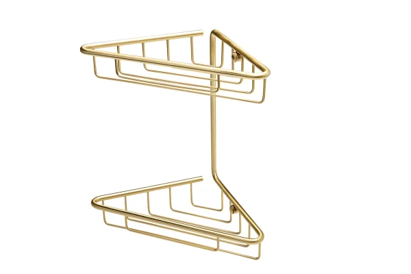 Novello Quelix 2-Tier Corner Shower Caddy - Brushed Brass