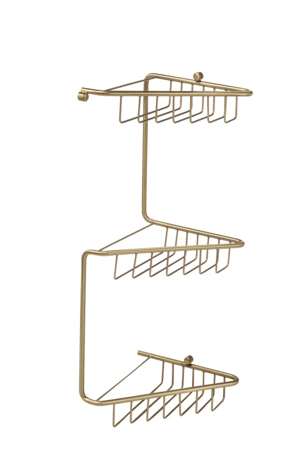 Novello Quelix 3-Tier Corner Shower Caddy - Brushed Brass