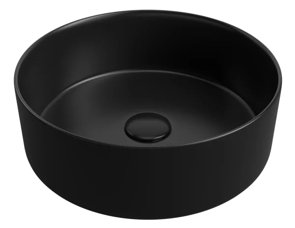 Novello Selvra 355mm Ceramic Round Washbowl & Waste - Matt Black