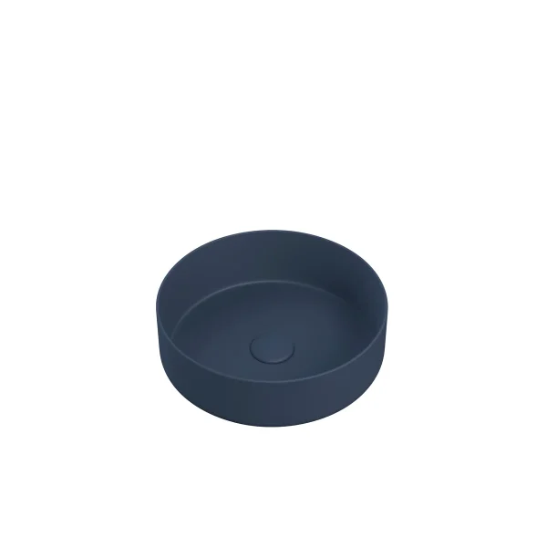 Novello Selvra 355mm Ceramic Round Washbowl & Waste - Matt Deep Blue