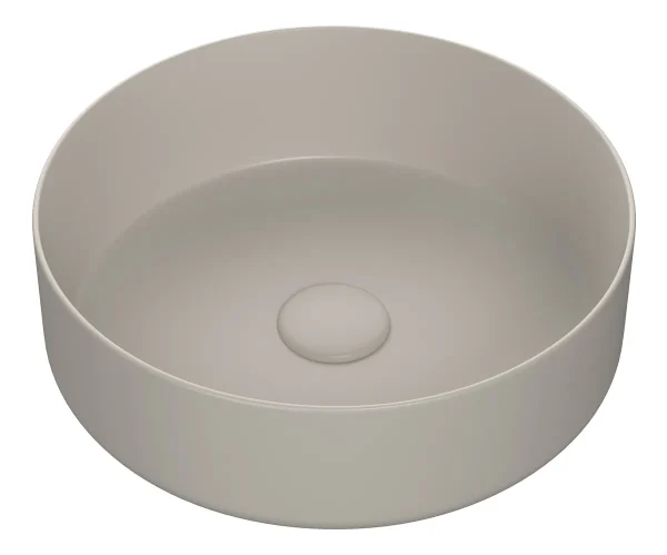 Novello Selvra 355mm Ceramic Round Washbowl & Waste - Matt Latte