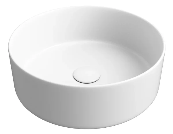 Novello Selvra 355mm Ceramic Round Washbowl & Waste - Matt White