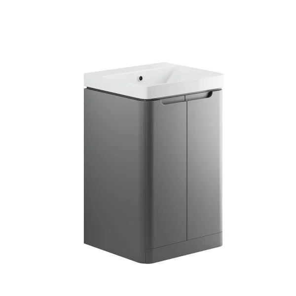 Novello Talvex 500mm 2 Door Floor Standing Cloakroom Basin Unit - Matt Grey