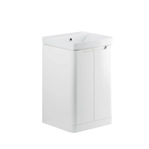 Novello Talvex 500mm 2 Door Floor Standing Cloakroom Basin Unit - White Gloss