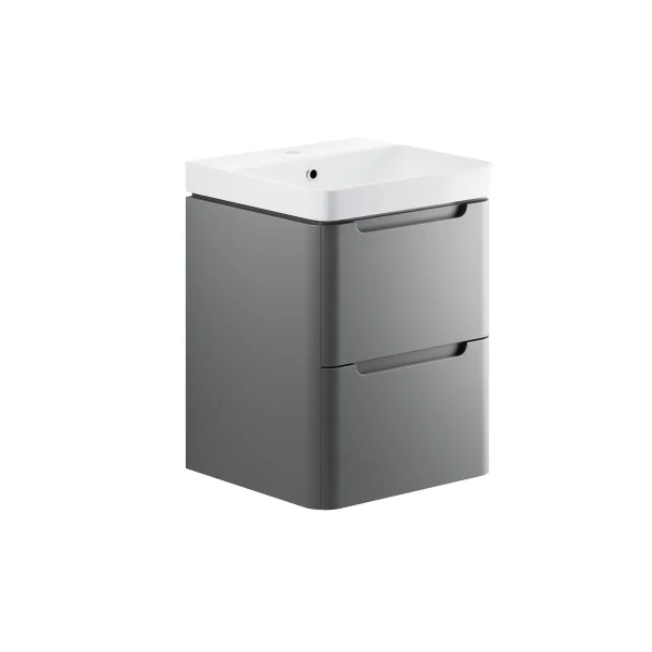 Novello Talvex 500mm 2 Drawer Wall Hung Cloakroom Basin Unit - Matt Grey