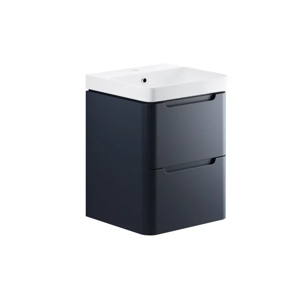 Novello Talvex 500mm 2 Drawer Wall Hung Cloakroom Basin Unit - Matt Indigo