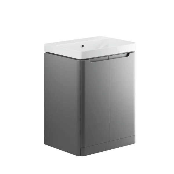 Novello Talvex 605mm 2 Door Floor Standing Basin Unit - Matt Grey