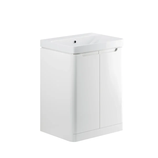 Novello Talvex 605mm 2 Door Floor Standing Basin Unit - White Gloss