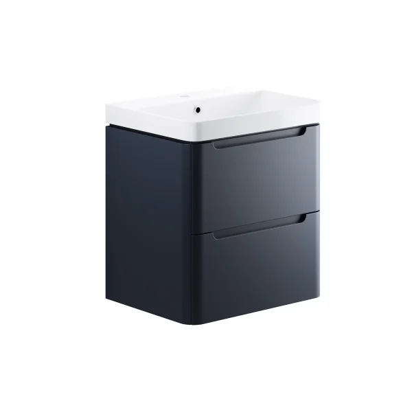 Novello Talvex 605mm 2 Drawer Wall Hung Basin Unit - Matt Indigo