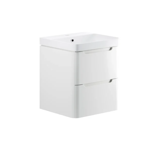 Novello Talvex 605mm 2 Drawer Wall Hung Basin Unit - White Gloss