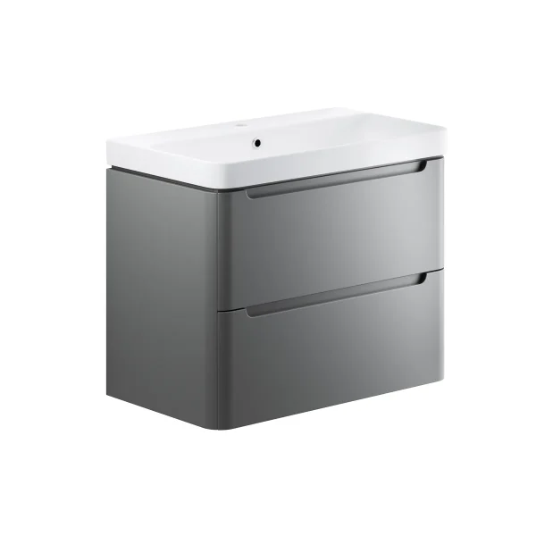 Novello Talvex 805mm 2 Drawer Wall Hung Basin Unit - Matt Grey