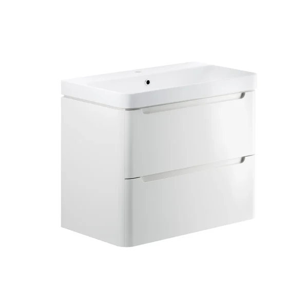 Novello Talvex 805mm 2 Drawer Wall Hung Basin Unit - White Gloss