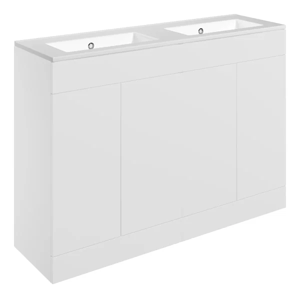 Novello Xalvex 1210mm Floor Standing 4 Door Basin Unit & 0TH Basin - Matt White