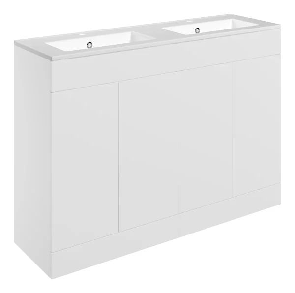 Novello Xalvex 1210mm Floor Standing 4 Door Basin Unit & 2TH Basin - Matt White