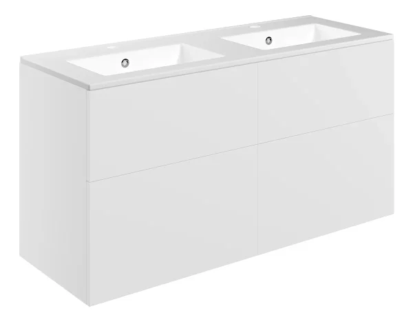 Novello Xalvex 1210mm Wall Hung 4 Drawer Basin Unit & 2TH Basin - Matt White