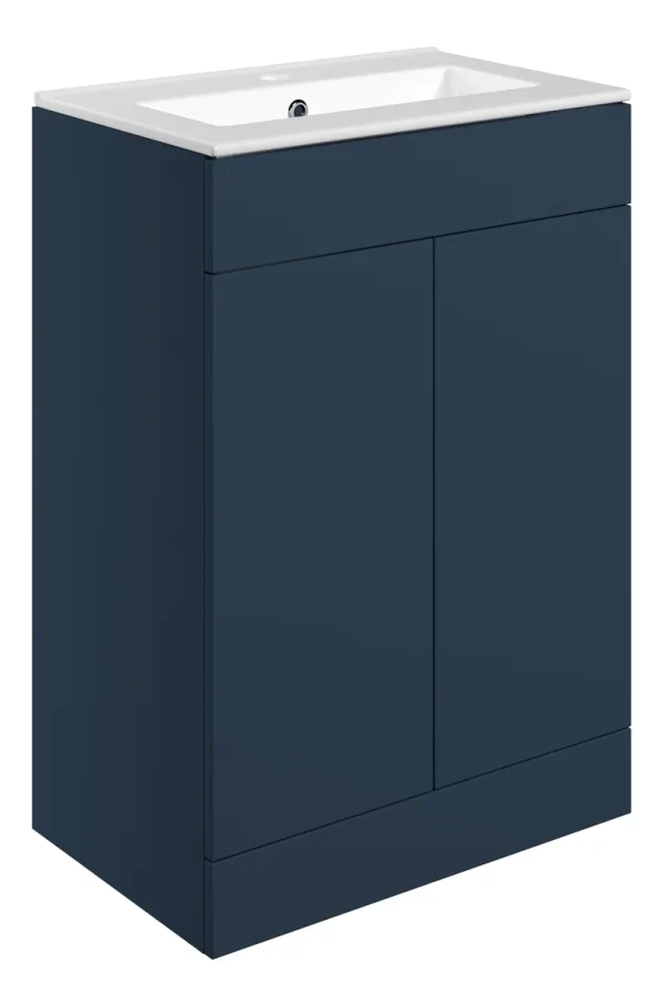 Novello Xalvex 610mm Floor Standing 2 Door Basin Unit & 1TH Basin - Matt Deep Blue