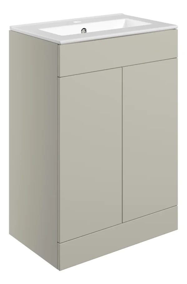 Novello Xalvex 610mm Floor Standing 2 Door Basin Unit & 1TH Basin - Matt Latte