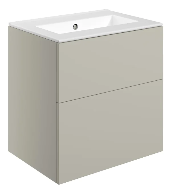 Novello Xalvex 610mm Wall Hung 2 Drawer Basin Unit & 0TH Basin - Matt Latte