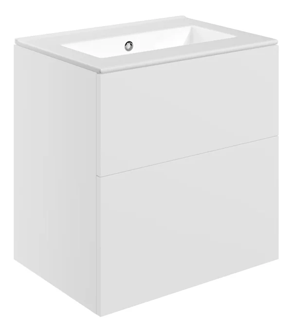 Novello Xalvex 610mm Wall Hung 2 Drawer Basin Unit & 0TH Basin - Matt White