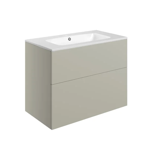 Novello Xalvex 815mm Wall Hung 2 Drawer Basin Unit & 1TH Basin - Matt Latte