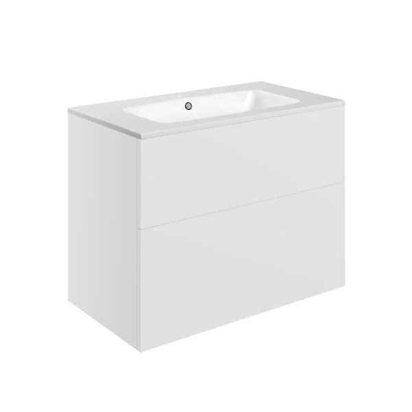 Novello Xalvex 815mm Wall Hung 2 Drawer Basin Unit & 1TH Basin - Matt White